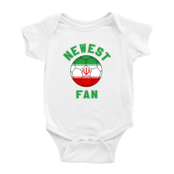 Newest Iran National Soccer Team Fan Cute Baby Rompers Baby Clothes (White, 0-3 Months)