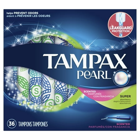 Tampax Pearl Super Plastic Tampons, Scented, 36 Count