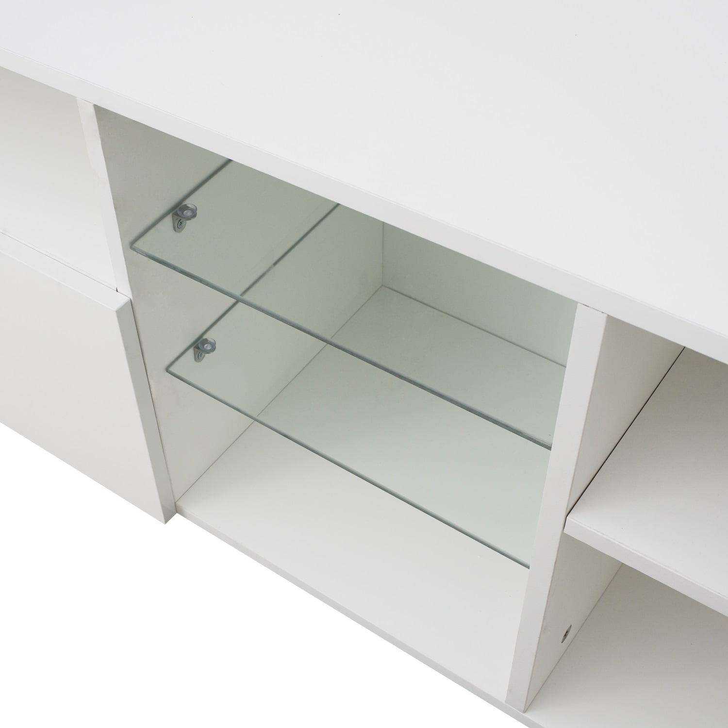 Kadyn Modern High-Gloss TV Cabinet, MDF Minimalist TV Cabinet with 20 colors LED Lights and 2 Drawers, Entertainment Center TV Console for TVs up to 55", White