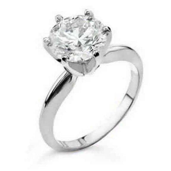 14k White Gold 1.13 Carat Solitaire Brilliant Round Cut Diamond Engagement Ring