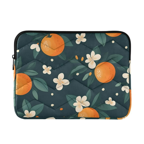 FORMRS 13-13.3 inch Laptop Sleeve Case Soft Carrying Quilted Computer Bag Cover, Green Floral Oranges