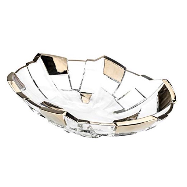 14.5 Inch Oval Crystal Fruit Bowl Decorative Centerpiece Platter