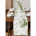 thumbnail image 4 of Green Floral Art Table Runner Cotton Linen 48 Inch Holiday Dresser Scarves, Watercolor Botanical Spring Flowers Tablerunner for Kitchen Coffee Dining Bedroom Living Room Dinner Scarf Décor 13''x48'', 4 of 9