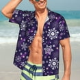 thumbnail image 5 of Lsque Christmas Purple Snowflakes pattern Hawaiian Shirt for Men, Unisex Summer Beach Casual Short Sleeve Button Down Shirts-X-Large, 5 of 9