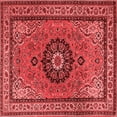 thumbnail image 1 of Ahgly Company Indoor Square Medallion Red Traditional Area Rugs, 3' Square, 1 of 4