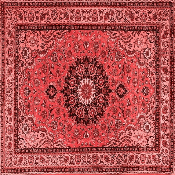 Ahgly Company Indoor Square Medallion Red Traditional Area Rugs, 3' Square