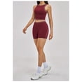 thumbnail image 2 of PISONIC Women Two Piece Workout Sets Color Block Tank Top and High Waist Shorts Gym Yoga Active Set, 2 of 6