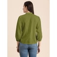 thumbnail image 3 of Moomaya Womens Solid Top, Mandarin Collar, Cotton Shirt Top, 3 of 8