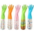 thumbnail image 1 of Guantes para limpieza de lavavajillas, 3 pares, guantes de goma reutilizables, antideslizantes, para lavandería, cocina, jardinería, guantes impermeables para el hogar, 1 of 2