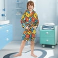 thumbnail image 5 of FORMRS Niños Bathrobe Unisex Hooded Robe Soft Plush Pajamas Sleepwear, Size 4-6T, Cartoon Flowers, 5 of 7