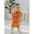 thumbnail image 5 of BemeyourBBs Boys Halloween Outfits Pumpkin Print Button T-Shirt and Elastic Shorts, 5 of 9