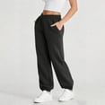 thumbnail image 6 of Criss Cross High Waisted Sweatpants Women Baggy Stretchy Gym Active Athletic Joggers Straight Legs Casual Fall Winter Pants Dark Gray L, 6 of 7