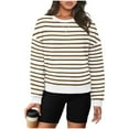 thumbnail image 3 of Women's Striped Sweatshirt Long Sleeve Crew Neck Pullover Oversized Y2K Shirt Tops Fall Fashion Clothes, 3 of 5