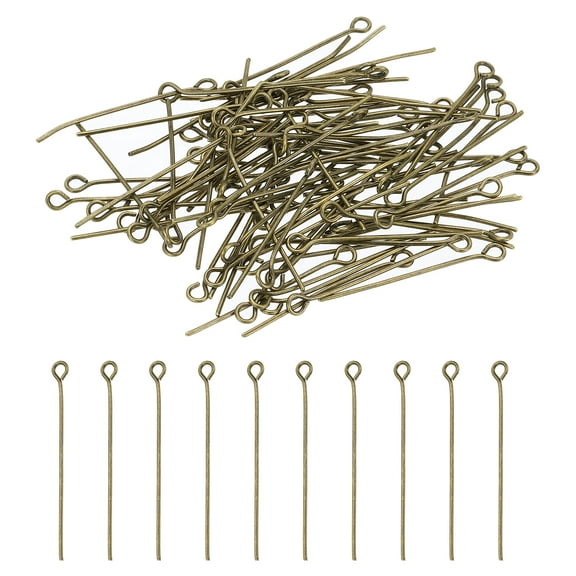 Uxcell 30mm Open Eye Pins, 150Pcs 21 Gauge Metal Head Pins Needles, Bronze