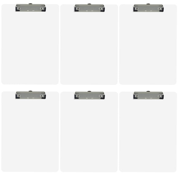 Trade Quest Presse-Papiers en Plastique Opaque Taille Lettre Profil Bas (Lot de 6) (Blanc)
