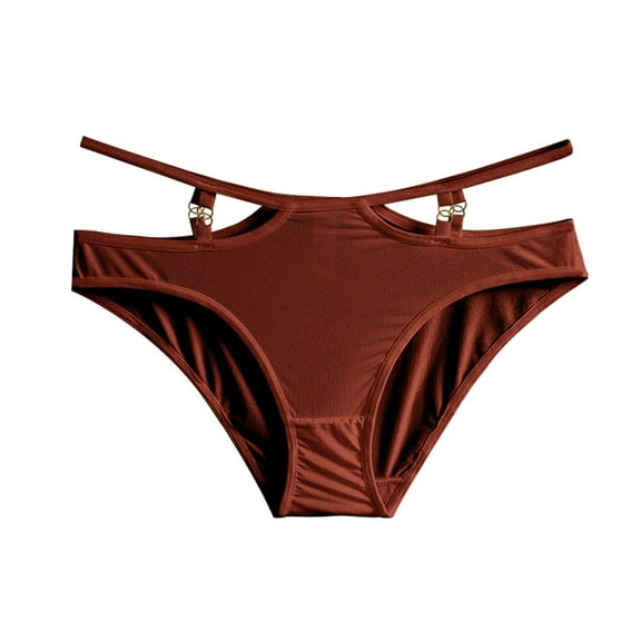 lulshou Women's Thin-Strap Ice Silk Panties Soft Breathable Daily Wear Briefs Underwear, Red, M