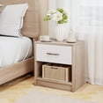 thumbnail image 2 of Costway Modern Nightstand Bedside Table with Drawer Open Storage Shelf for Small Spaces Natural&White, 2 of 10
