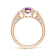 thumbnail image 2 of ANGARA Natural Three Stone Round 1.15 ct Amethyst and Diamond Ring in 14K Rose Gold for Women (Size-7mm) | February Birthstone, Birthday, Anniversary, Jewelry Gift for Women | Natural Amethyst Ring, 2 of 9