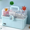 thumbnail image 2 of SugarBloom 3-Tier Portable Foldable Storage Box, First Aid Kit Organizer for Medical Supplies and Home Emergency Use,Blue, 2 of 6