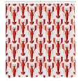 thumbnail image 3 of Ambesonne Lobster Shower Curtain, Geometric Lobsters Graphic, 69"Wx84"L, White and Vermilion, 3 of 3