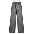 thumbnail image 7 of Smaickrr Athletic Pants for Women Drawstring Elastic Waist Pants Wide Leg Loose Trousers Splicing Checkered Pants, 7 of 7