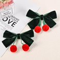 thumbnail image 7 of Velvet Ribbon Hair Bow Clips - 2 PCS Cute Hair Bow Clips with Red Cherry Ball Handmade Alligator Barrettes Pins Bowknot Party Dress Decor Accessories for Girls, 7 of 7