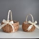 thumbnail image 3 of Yuarrent Cesta de mano para niña de flores con cinta, pieza de decoración de boda, cestas de flores de boda respetuosas con el medio ambiente Kits de decoración para fiestas Marrón claro, 3 of 6
