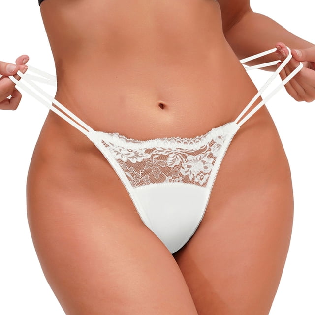 Bragas Bikini Elásticas Gibobby Lencería Tanga Encaje Blanco L