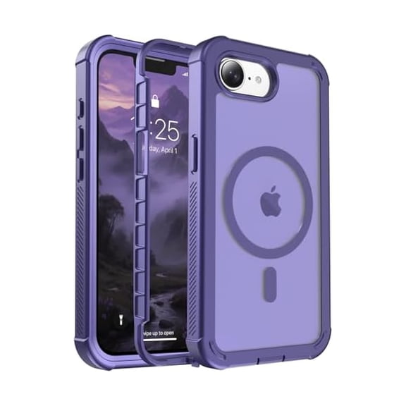 Eryueer Magnetic for iPhone 17e Case& iPhone 16e Case, [Compatible with MagSafe][Military Grade Drop Protection][Heavy Duty Protection][Non-Slip][Shockproof] 2-Layer Bumper Phone Case 6.1''-Dark