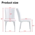 thumbnail image 3 of 4 Pieces Dining Chairs Set, Modern Minimalist PU Leather Armless Office Chair with Curved High Backrest and Silver Metal Legs Suitable for Restaurants, Living Room and Coffee Shop, White, 3 of 9
