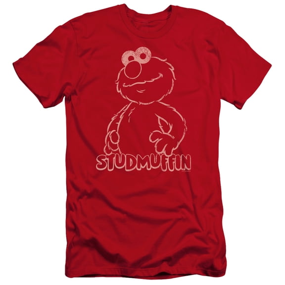 Sesame Street Studmuffin Premium Canvas Adult Slim Fit 30/1 T-Shirt Red