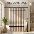 thumbnail image 5 of REGALWOVEN Boho Striped Shower Curtain Sets with 12 Hooks, Faux Linen Look Fabric for Bathroom Black 71"W x 71"L, 5 of 5