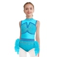 thumbnail image 2 of CHICTRY Justaucorps de Danse pour Filles Enfants Robe de Patinage Artistique Jupe Tutu à Plumes Costume de Performance sur Scène Bleu Vert 14, 2 of 6