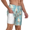thumbnail image 3 of Picia White Geese and Flower pattern Mens Swim Trunks with Compression Liner Stretch Beach Shorts Quick Dry with Zipper Pockets No-Chafing Board Shorts-Small, 3 of 9