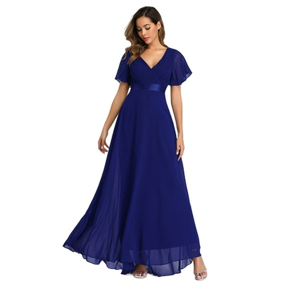 Aellinatey Womens Formal Dresses Wrap V-Neck Sexy Bridesmaid Wedding Guest Maxi Dresses