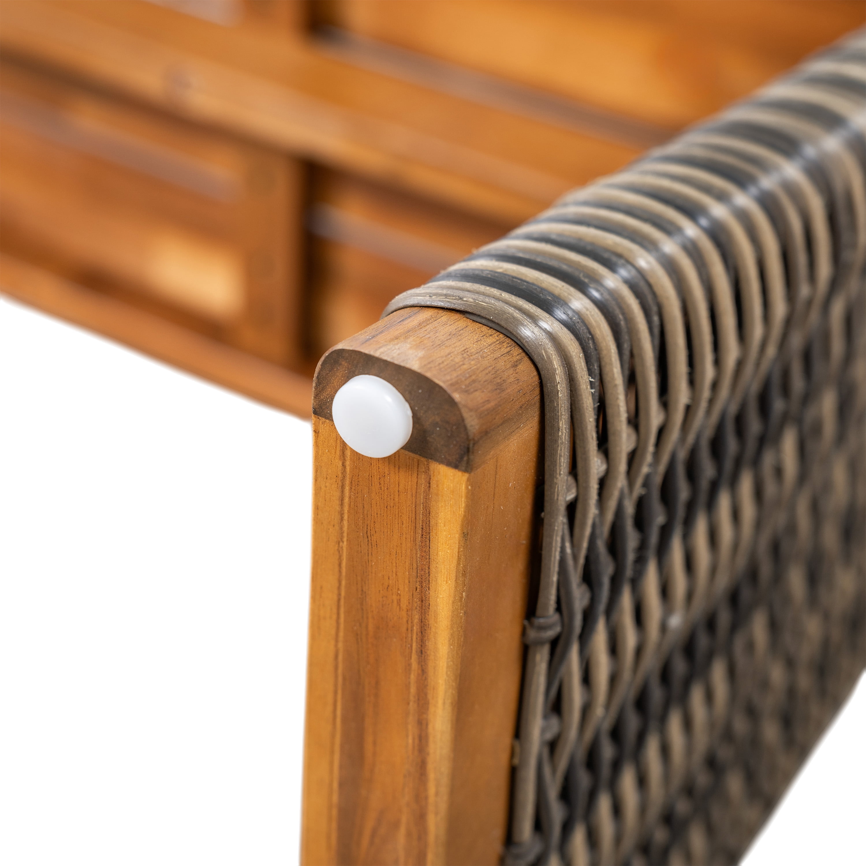 Mintazer 57 " Patio Dining Bench, Outdoor Bench with Hand-Woven PE Rattan Tapered Leg for Balcony Garden Backyard Porch, Natural