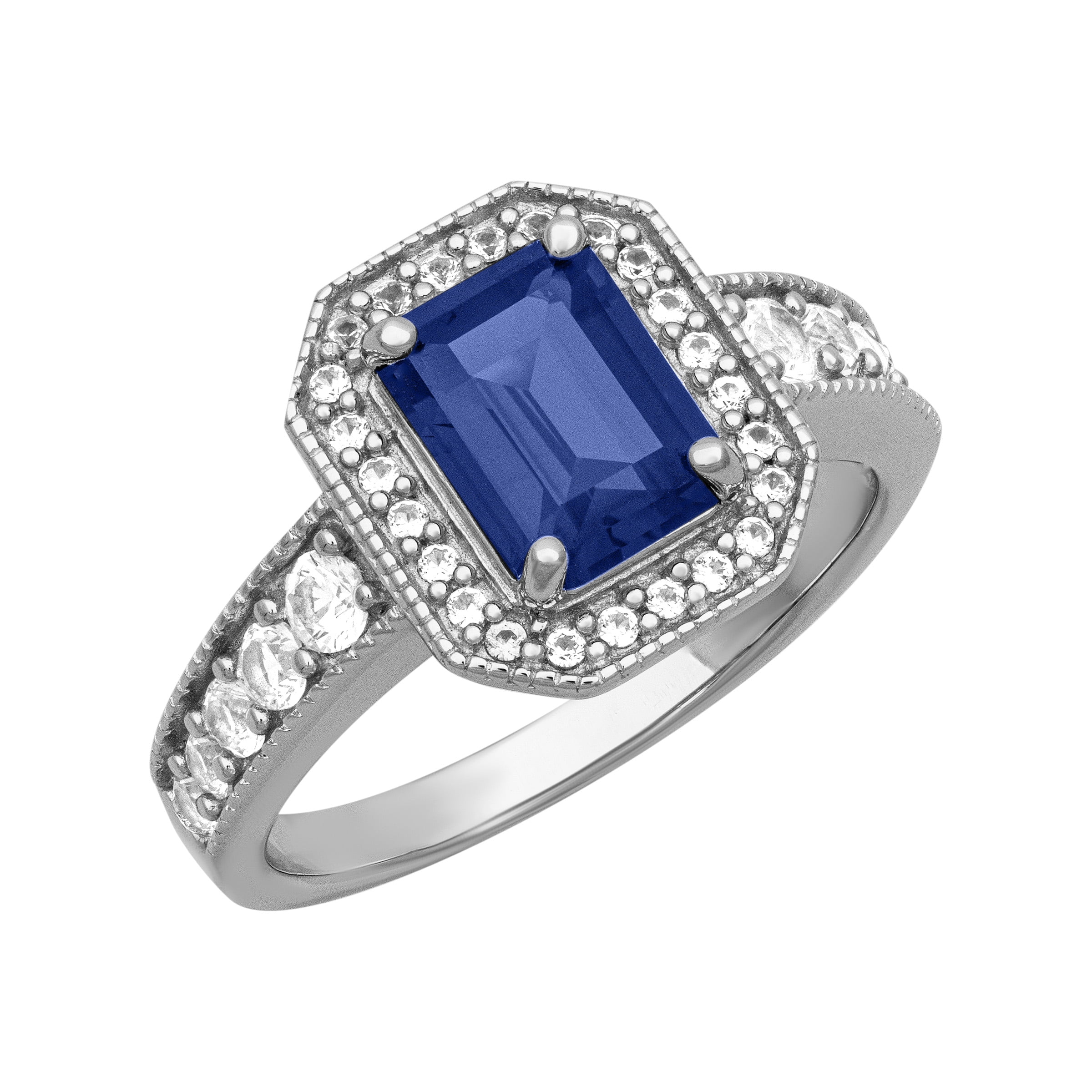 Keepsake 2 1/2 Carat TGW Created Blue & White Sapphire "Neptune Gem" Women's Engagement Ring in Sterling Silver