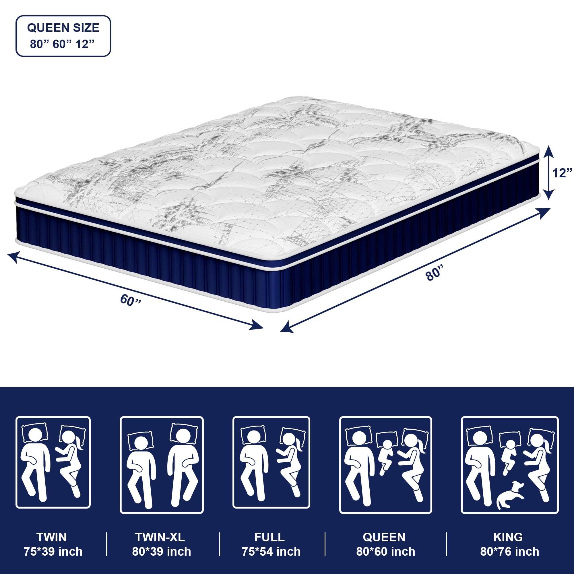 FOLVUTY Queen Mattress 12 inch Hybrid Mattress in a Box, Gel Memory Foam & Chill-Touch Fabric Top, Cooling Sleep, Pressure Relief, CertiPUR-US