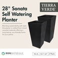 thumbnail image 2 of Tierra Verde 2 Pack Indoor Outdoor 28” Self Watering Planter, Sonata, Black, 2 of 8