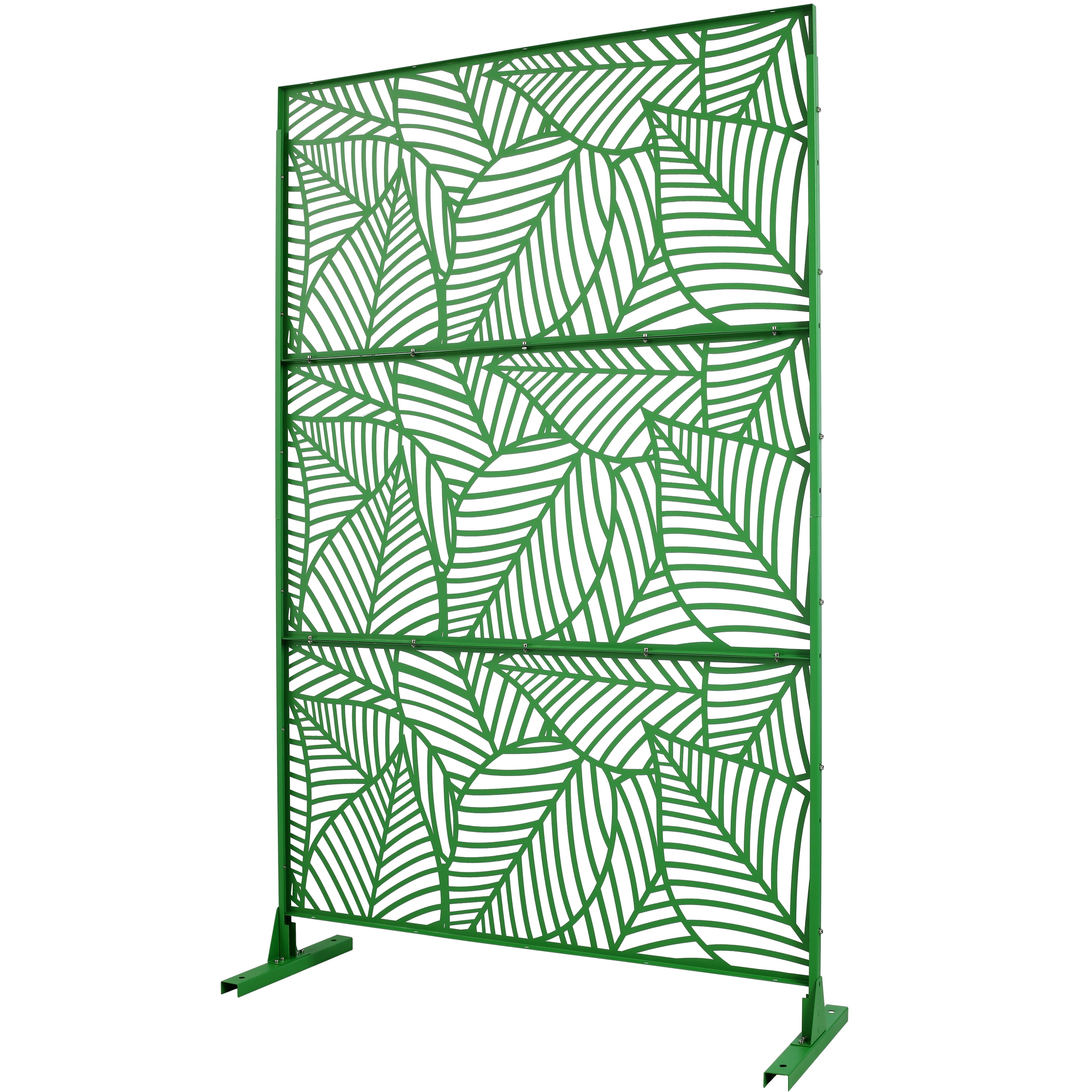 Outdoor Decor Privacy Screen, 76"Hx48"W Freestanding Metal Room Divider for Deck Balcony, Brown