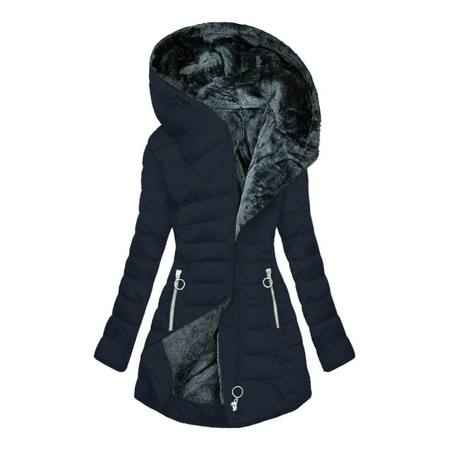 DPTALR Women's FALL And Winter Clothing, Solid Color Hooded Plush Cotton