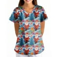 thumbnail image 6 of Garbnen Christmas Women's Scrub Tops V Neck Short Sleeve Workout Top Holiday Print Nurse Working Uniforms with Pockets S-5XL, 6 of 6