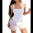 thumbnail image 2 of Women'S Bodysuits Ribbed Strappy Square Neck Sleeveless Tummy Control Tank Tops White XL, 2 of 7