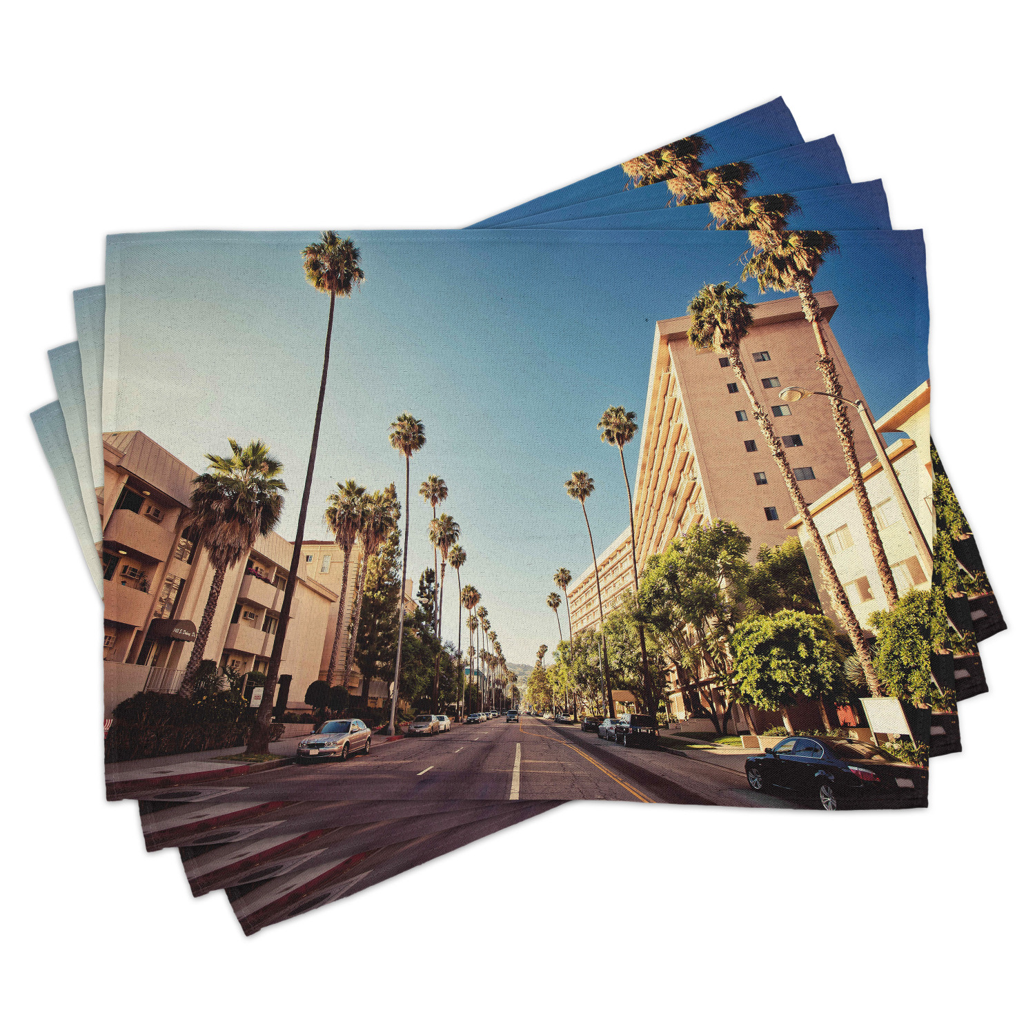 Urban Placemats Set of 4 A Street in Beverly Hills California Palm