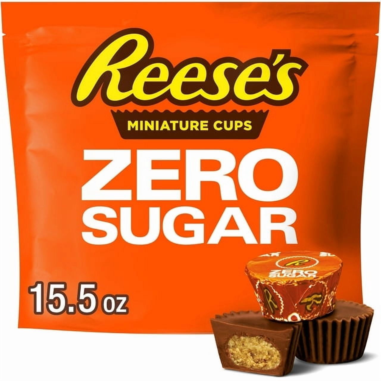 Reese’s Zero Sugar Miniatures Chocolate Peanut Butter Cups Candy Bag 15.5 oz with Olive Green Bowl by ValueNest