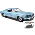 thumbnail image 1 of Diecast Car & Trailer Package - 1967 Ford Mustang GT-500, Blue - Maisto 31260 - 1/24 Scale Diecast Model Toy Car w/Trailer, 1 of 3