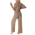 thumbnail image 5 of MINTREUS Women's Pajama Set Long Sleeve Lounge Set Ribbed knit Sleepwear Two Piece Pjs Set with Pocket, 5 of 7