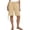 Khaki, variant on Womens Linen Blend Drawstring Elastic Waist Bermuda Shorts with Patch Pockets Casual Summer Mid Thigh Shorts