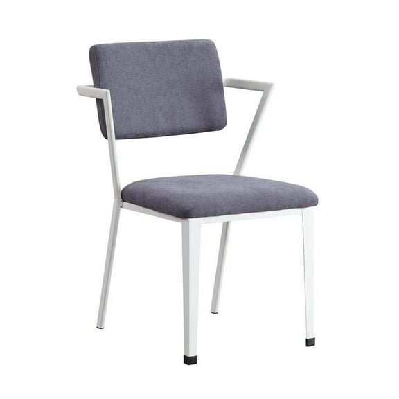 Bowery Hill Contemporary Metal Chair in Gray and White