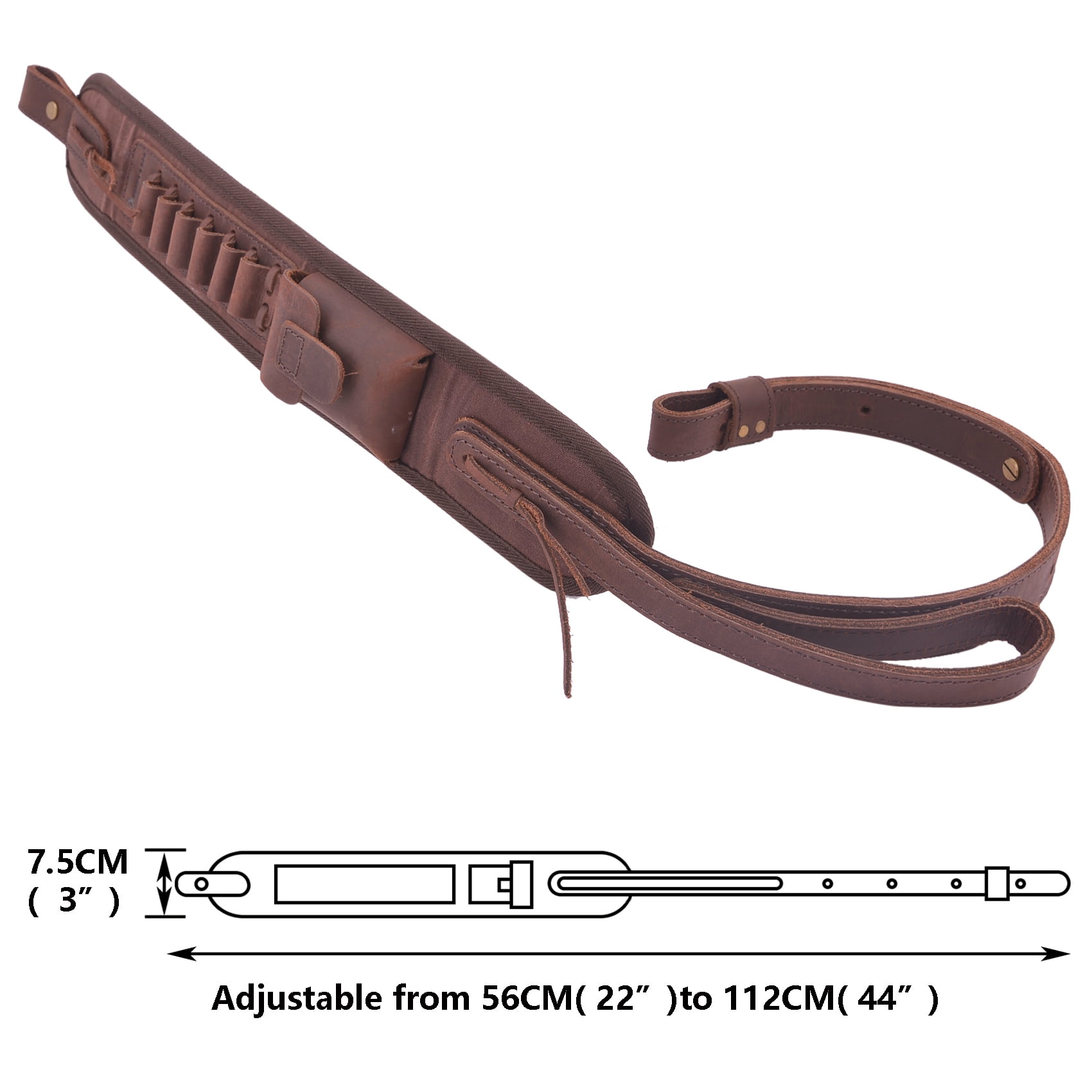 Leather Canvas Rifle Sling Gun Ammo Holder Slots Strap with Swivels for .30/30 .357 Ammo  Hunting GIFTS